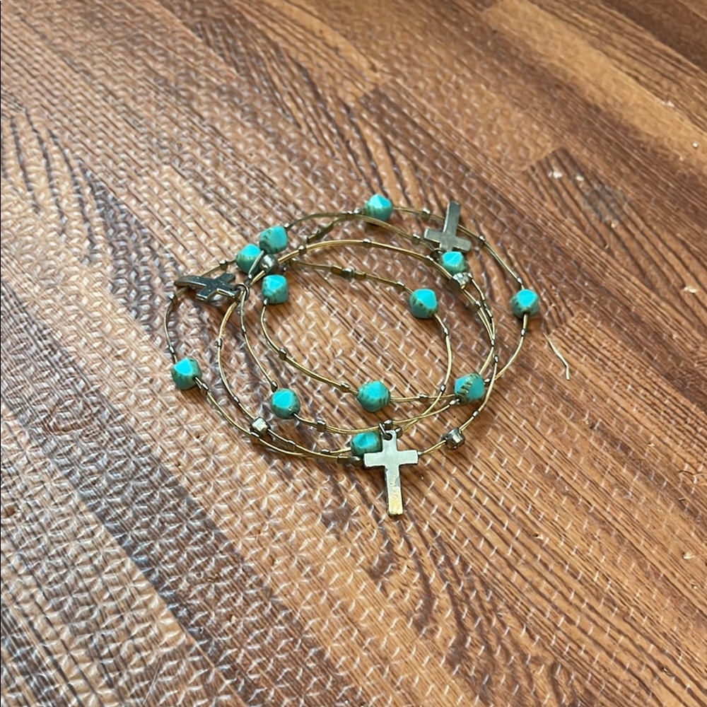Turquoise Beaded Cross Bracelet